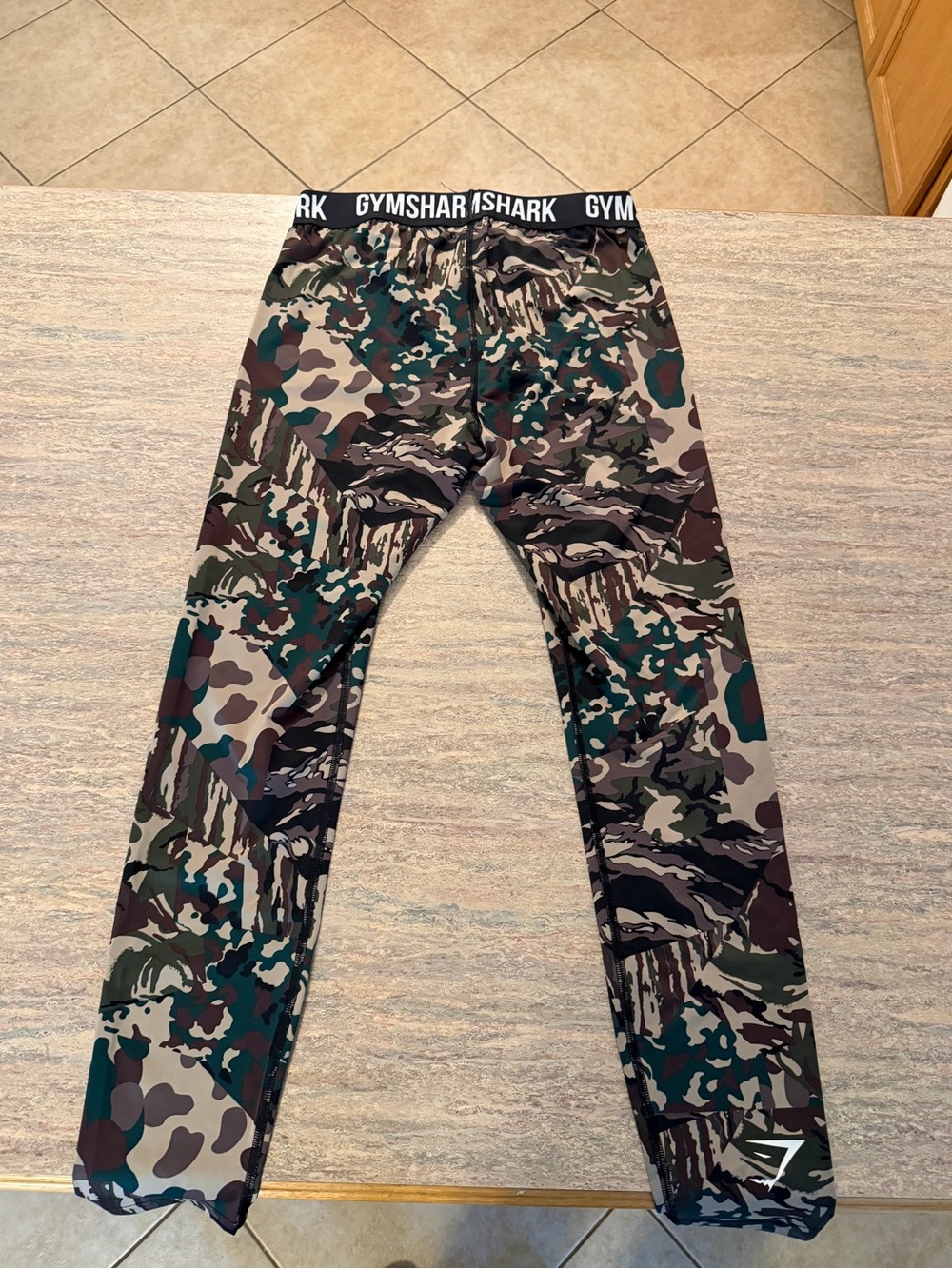 Gymshark Camo Leggings - Tan and Olive Green